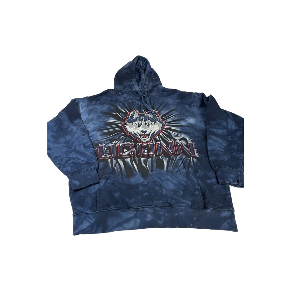 UCONN Huskies Hoodie M S Blue Tie Dye Graffiti Operation Hat‎ Trick Sweatshirt